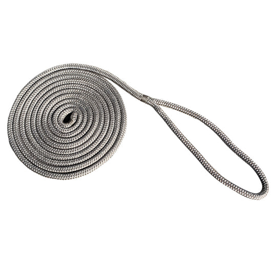 New England Rope 3/8" x 25 Nylon Double Braid Dock Line - Grey [5058-12-00025]