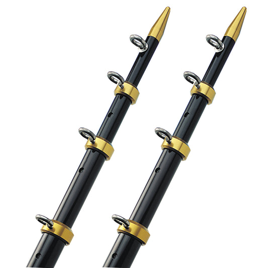 TACO 15' Telescopic Outrigger Poles 1-1/8" - Black/Gold [OT-0441BKA15]