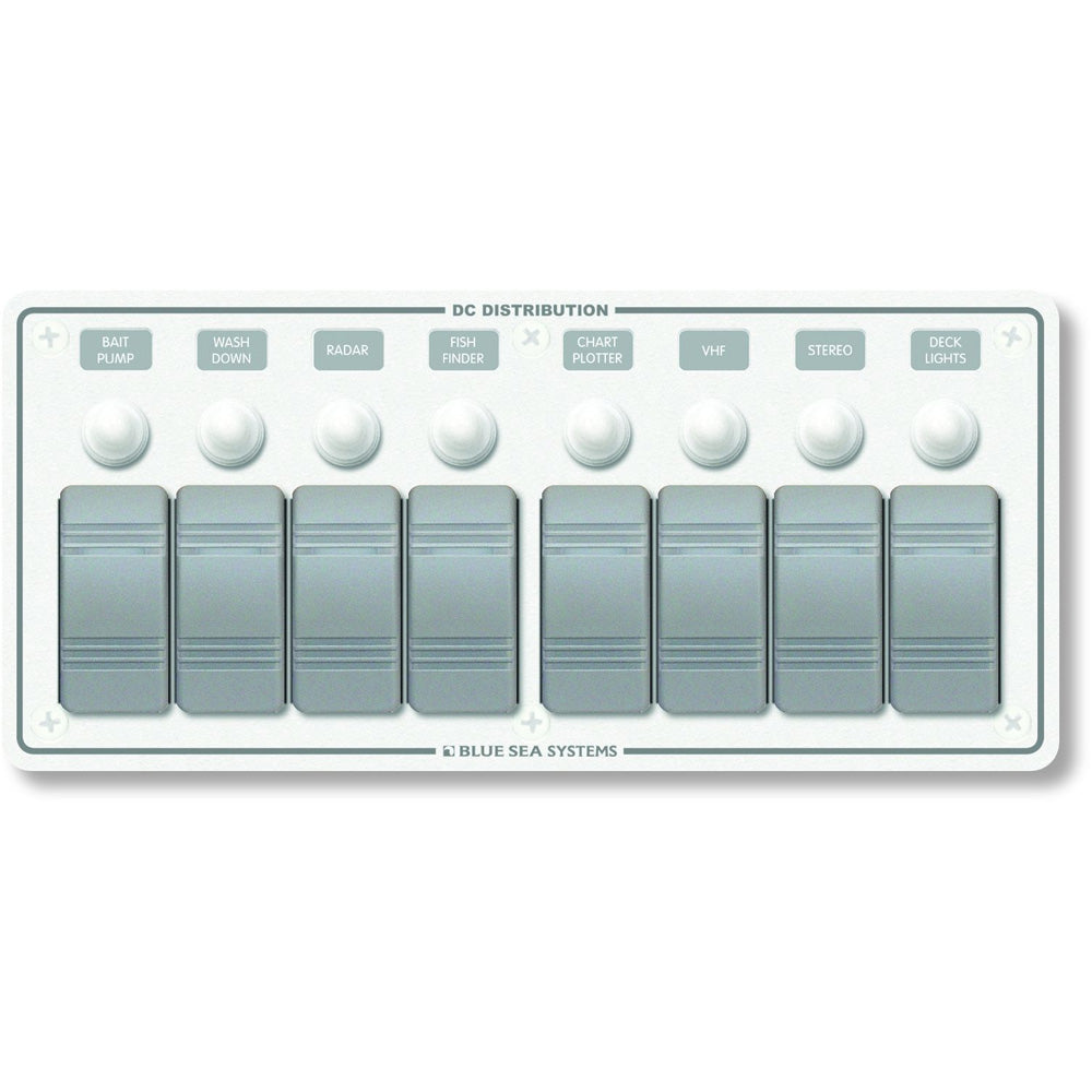 Blue Sea 8271 Water Resistant Panel - 8 Position - White - Horizontal Mount [8271]