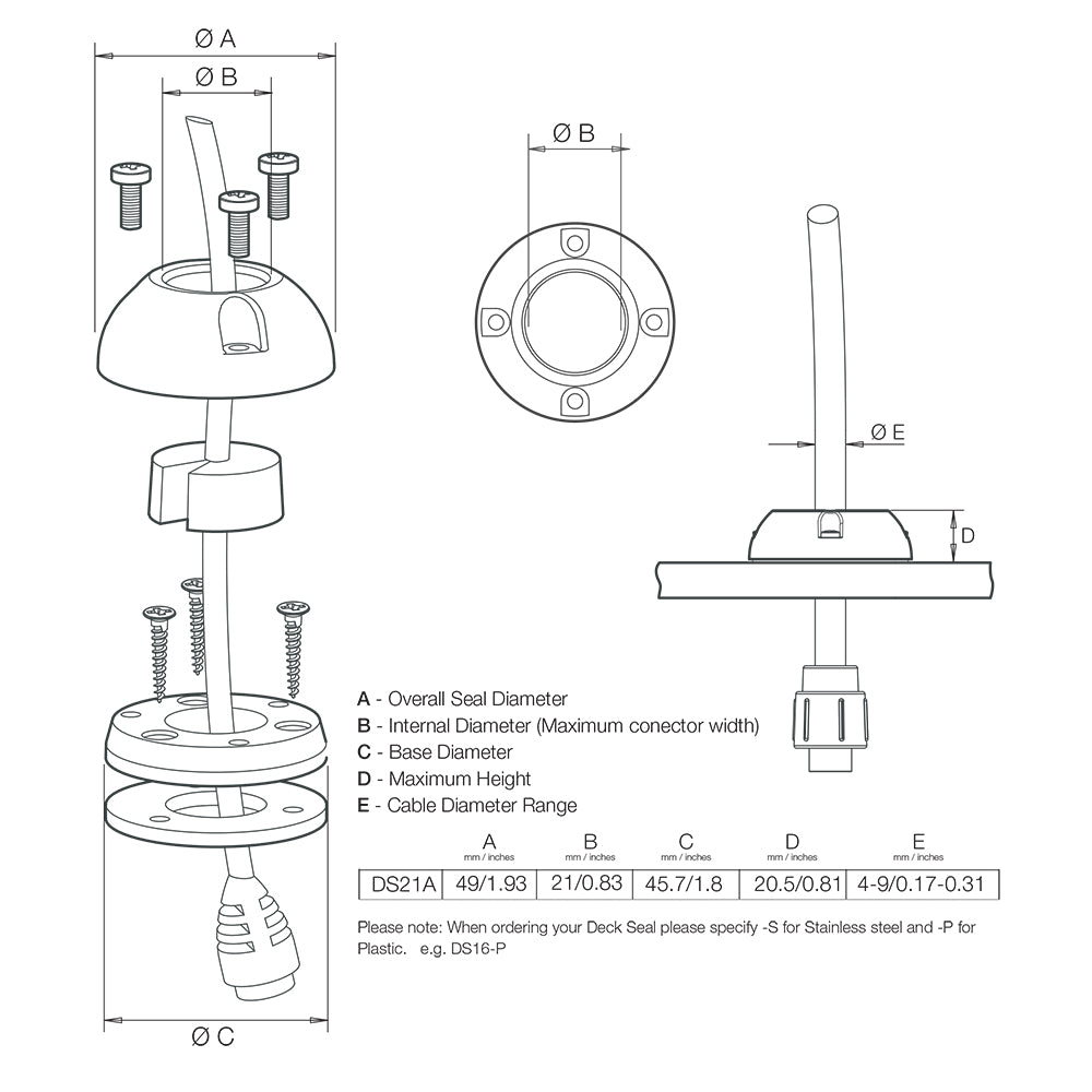 Scanstrut DS21A-P Vertical Cable Seal [DS21A-P]