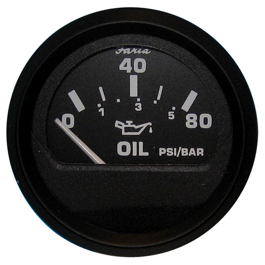 Faria Euro Black 2" Oil Pressure Gauge (80 PSI) [12803]