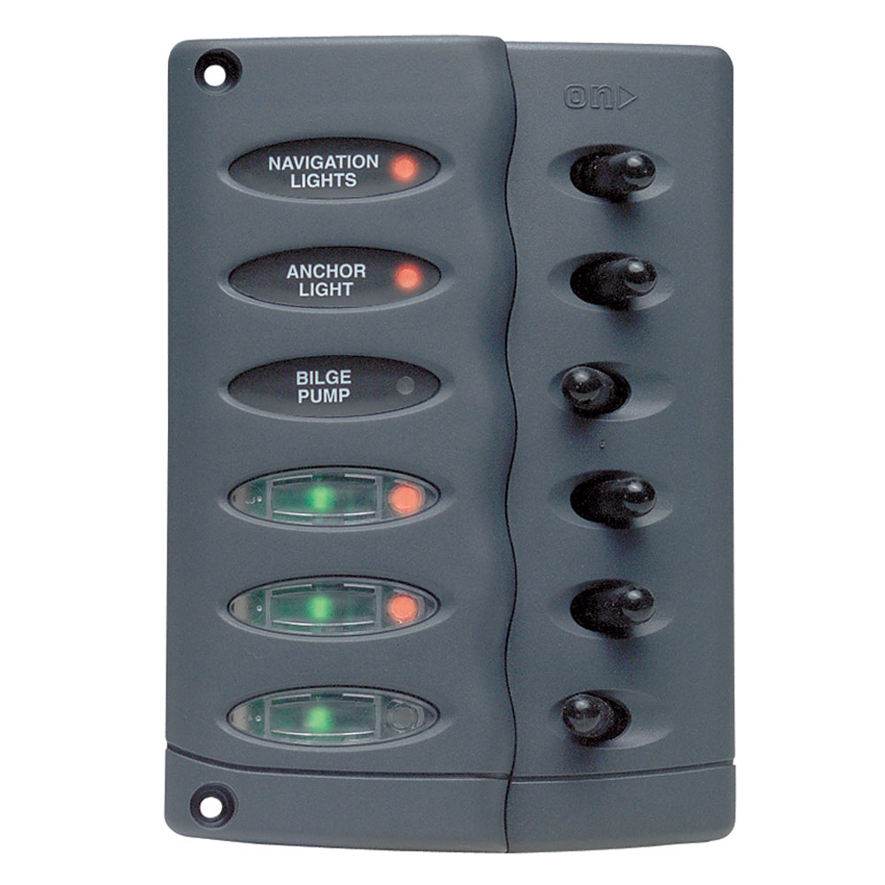 BEP Contour Switch Panel - Waterproof 6 Way w/Fuse Holder [CSP6-F]