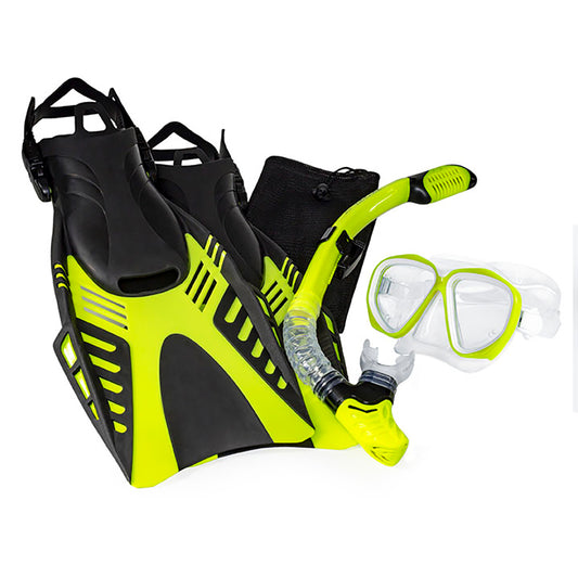 Aqua Leisure Dyna Adult 5-Piece Dive Set - Adult Size M/L Mens 4.5-8.5/Ladies 5.5-9.5 [DPX18230S3M]